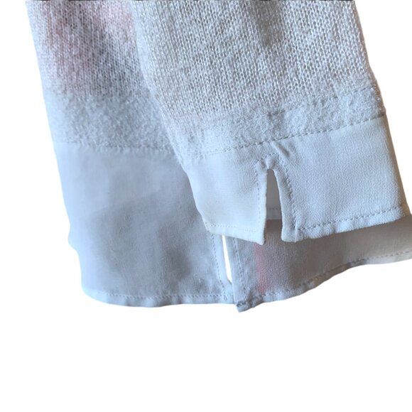 CONTEMPORAINE - Gray Top V neck - touch of mohair semi Sheer sweater - large - Picture 7 of 13